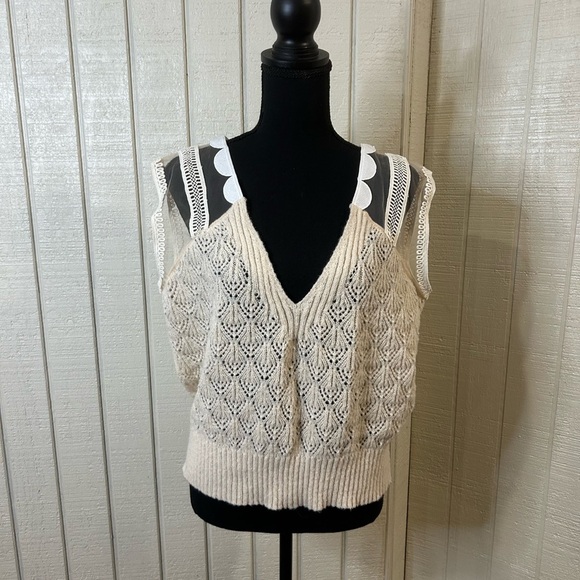 Maeve Anthropologie Scalloped Knit Vest, one size. - Picture 3 of 8